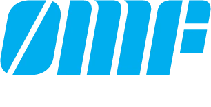 ØMF logo blå og hvit transparent bakgrunn